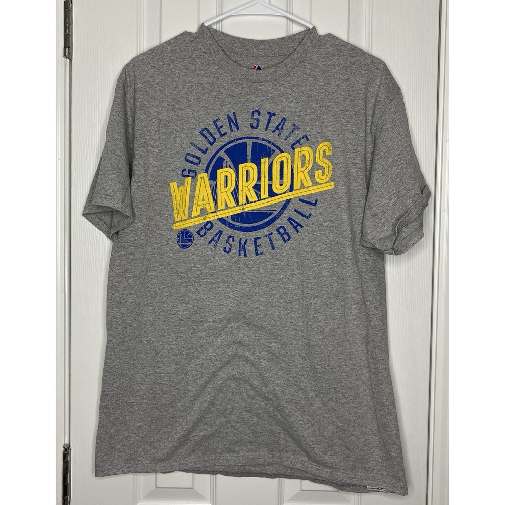 Majestic Men's NBA Golden State Warriors Short Sleeve Logo T Shirt Grey Size L